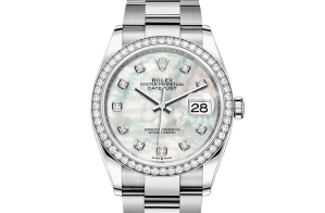 Rolex Datejust Oyster 36 mm Oystersteel or blanc et diamants 126284rbr-0012