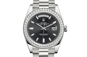 Rolex Day-Date Oyster 40 mm or blanc et diamants 228349rbr-0003