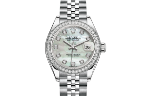 Rolex Lady-Datejust Oyster 28 mm Oystersteel or blanc et diamants 279384rbr-0011